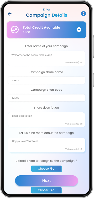 CEEM app campaign-details screen